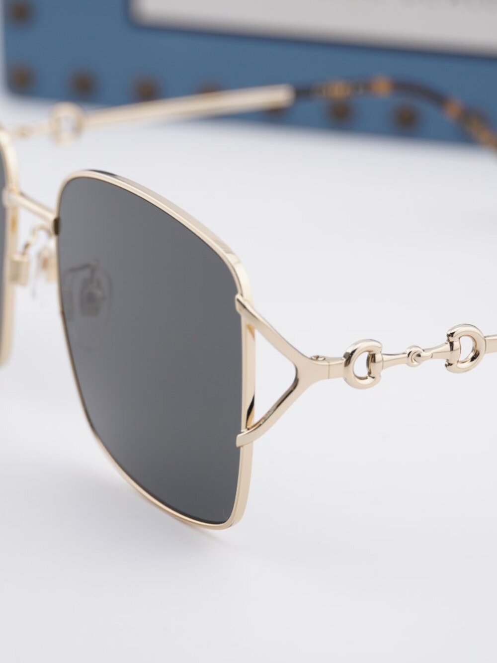 Gucci GG1018SK 001 Square Sunglasses - Gold / Grey - Picture 3 of 13